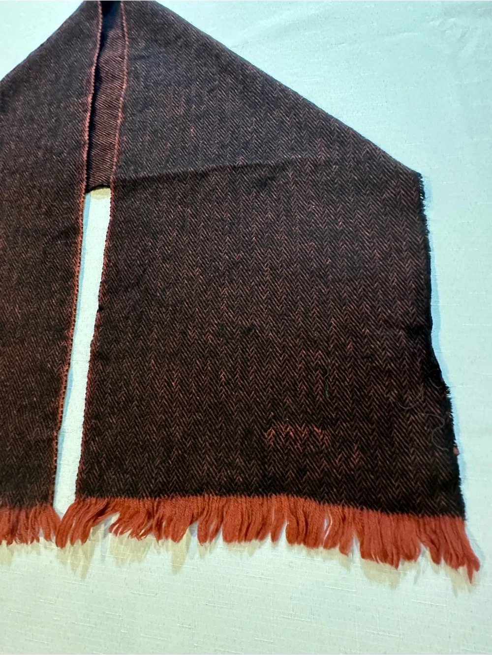 Pierre Cardin 100% Wool Burgundy Herringbone Scarf